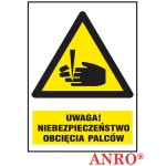 ZNAK  BEZPIECZEŃSTWA Z-30O1 „Uwaga! Niebezpieczeństwo obcięcia palców”. 